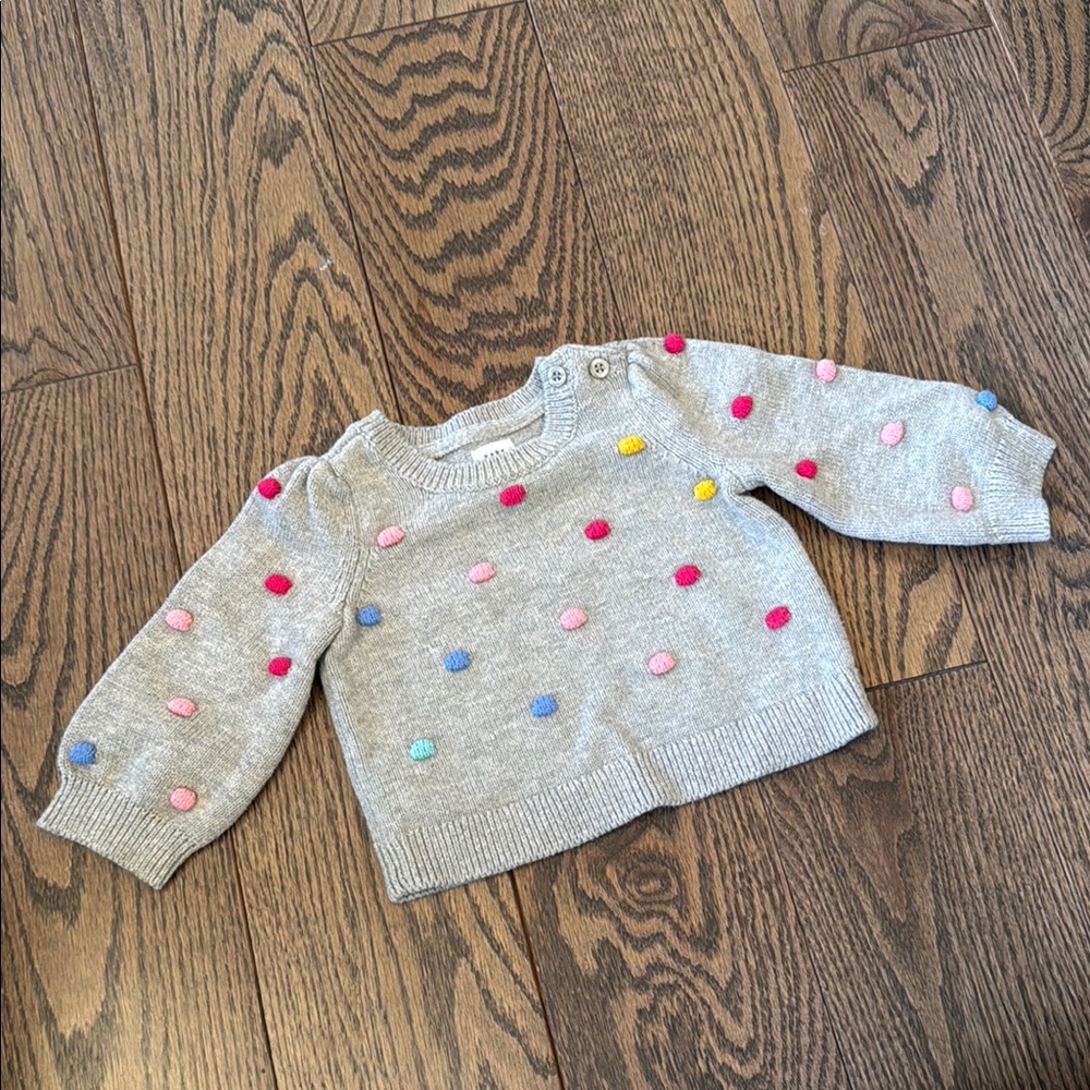 GAP Gray and Pink Sweater with Playful Design